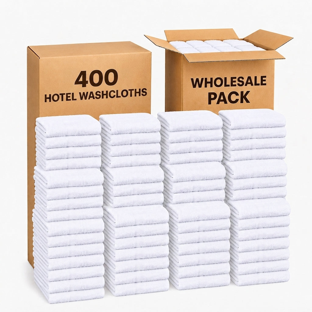 Soft 400 Pack White Wash Cloths (12x12 Inch) - 100% Ring-Spun Cotton