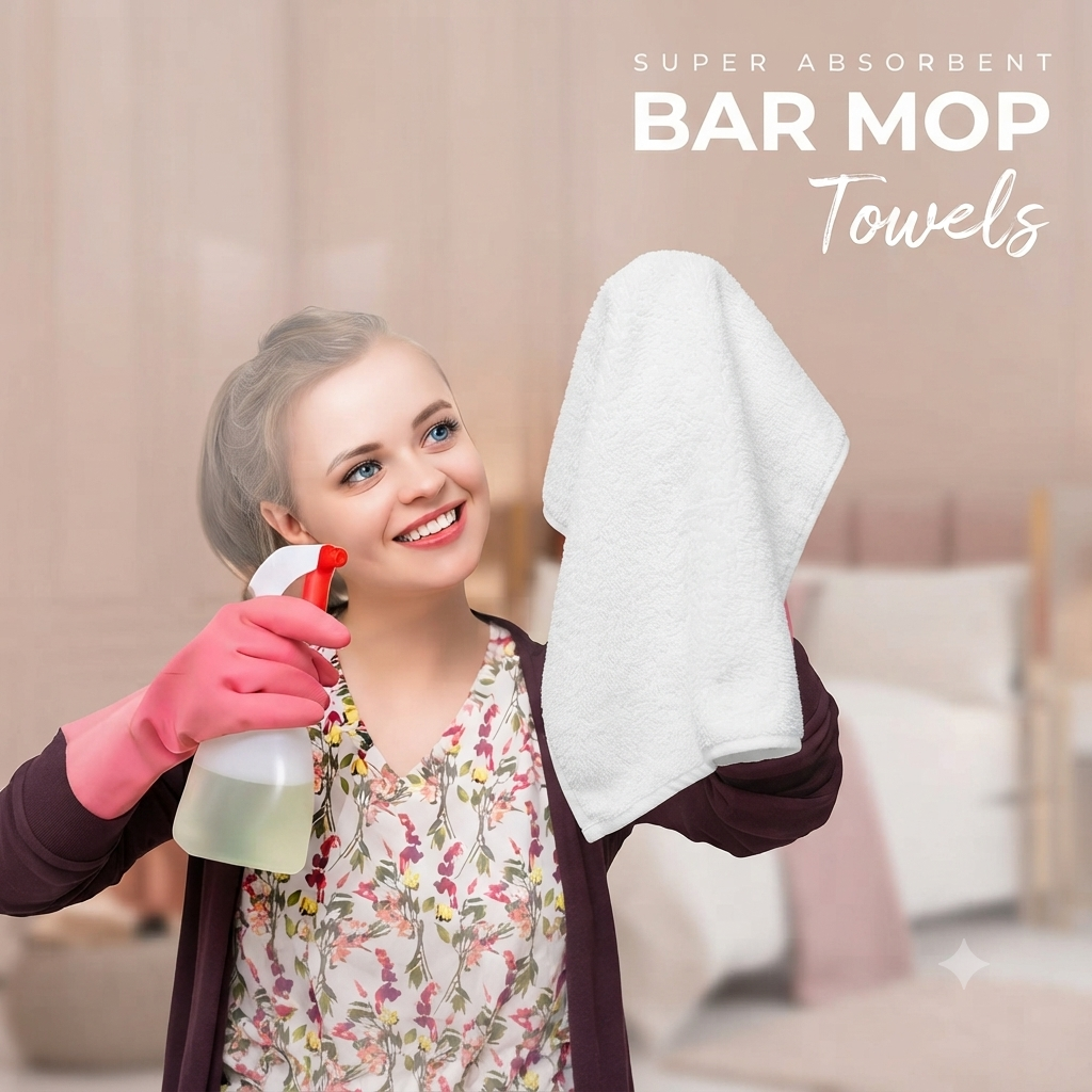 Economical 600 (25 Dozen) White Bar Mop Towels (16x19 Inch) - 100% Cotton - Super Absorbent Bar Towels for Restaurants, Bars, Hotels, Commercial Kitchens & Janitorial Cleaning - Soft & Durable