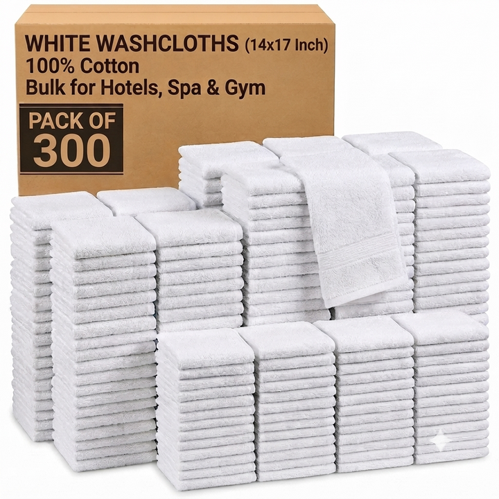 Economical 300 (25 Dozen) White Bar Mop Towels (16x19 Inch) - 100% Cotton - Super Absorbent Bar Towels for Restaurants, Bars, Hotels, Commercial Kitchens & Janitorial Cleaning - Soft & Durable